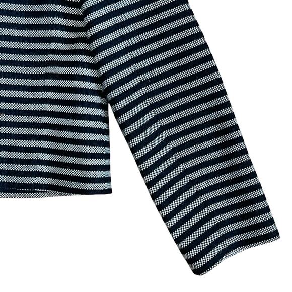 J. Crew Women’s Sz 8 Blue Stripe Blazer Jacket Tweed Zip Front Cropped - Picture 11 of 13